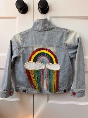 Adorable like new Lola & The Boys embellished Denim jacket kids size 4